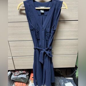 DKNY Dark Blue Textured Dress